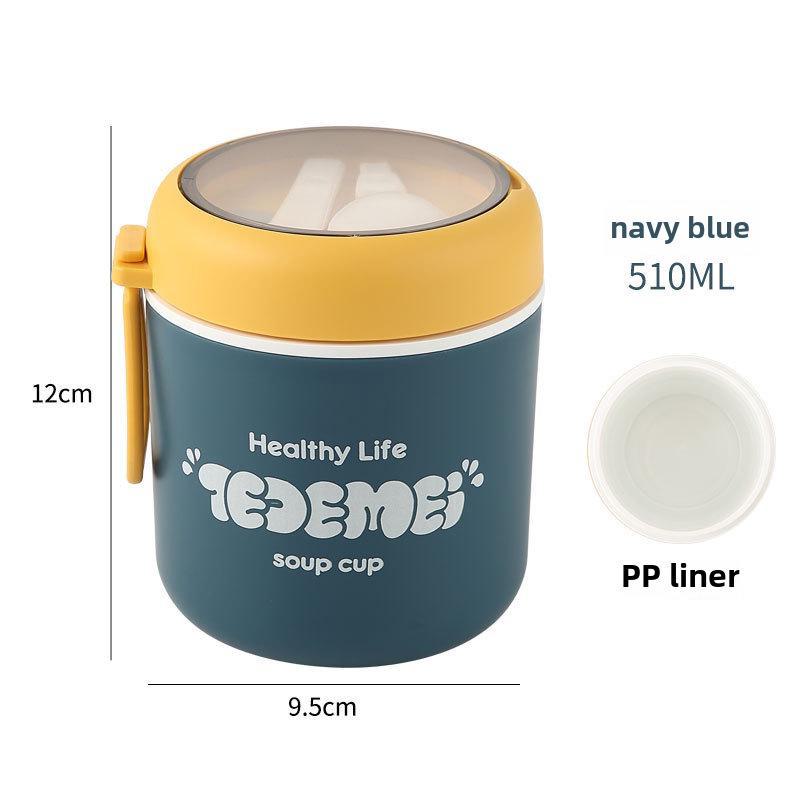 Portable Mini Antibacterial Soup and Porridge Pot Lunch Box for Office Workers, Microwave Safe Breakfast Cup
