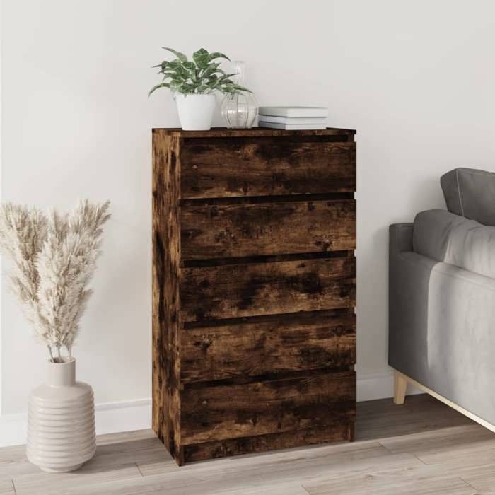 Chest of Drawers Smoked Oak 60x36x103 Cm Engineered Wood