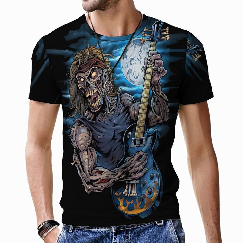 Мужская футболка Terror Skull с коротким рукавом, свободная в стиле хип-хоп, Harajuku, крутая повседневная одежда с 3D принтом, забавные топы большого размера, дышащие мужские