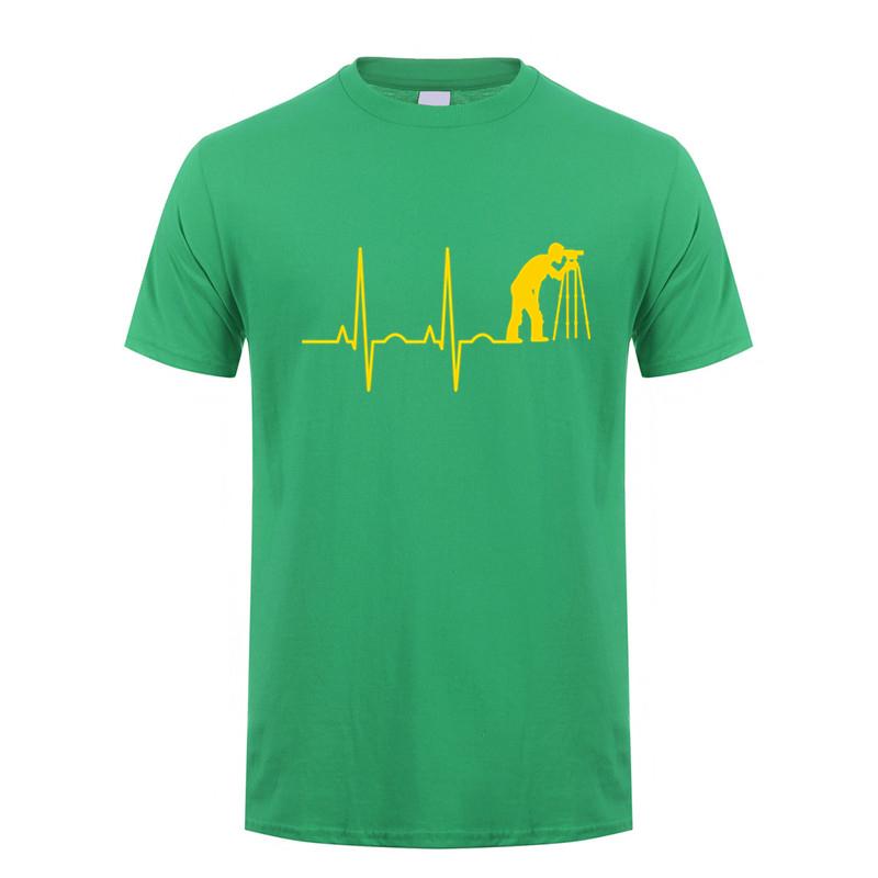 Heartbeat of Land Surveyor T Shirts Summer Unisex Cotton Short Sleeve Land Examiner Cartogropher Oversized Tshirt OZ437