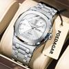 Swiss Style Square Quartz Mens Watch With Luminous Hands 50M Waterproof Stainless Steel Band
