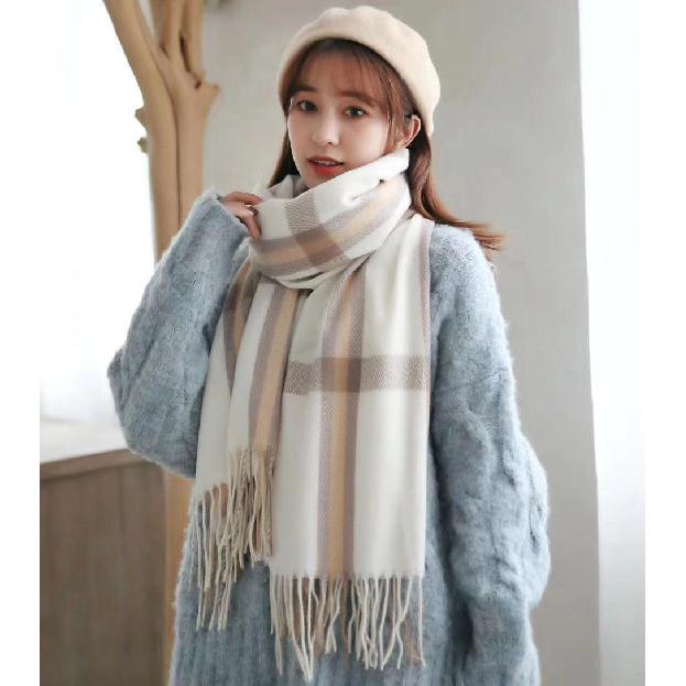 Autumn And Winter Simple Women'S Plaid Scarf Shawl European And American Thick Warm Long Imitation Cashmere Scarf