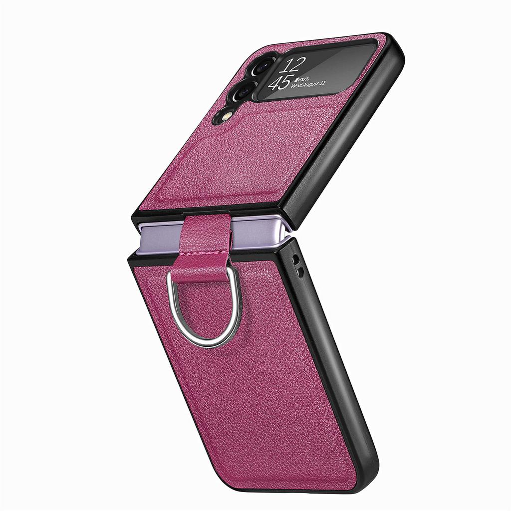 Нескользящий кожаный чехол с защитой от царапин для Samsung Galaxy Z Flip 4 5 5G Flip5 Flip4 Flip3 Flip 3 Zflip4, чехол для телефона с кольцом на палец