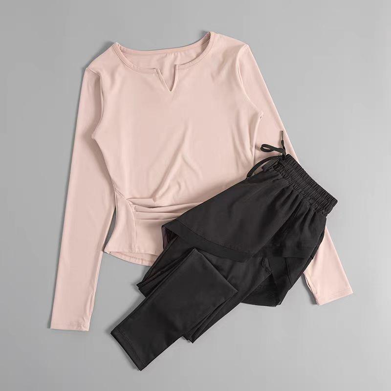Женский быстросохнущий костюм для йоги 2024 года: Осенне-зимняя спортивная одежда для бега, пилатеса и фитнеса