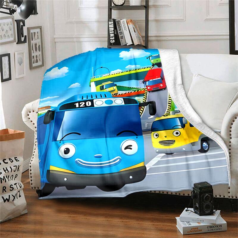 1pc Blanket Tayo the Little Bus Print Design, Lightweight Blanket for Sofa, Bed- Soft &Warm, Gift for All Seasons like Christmas, Halloween