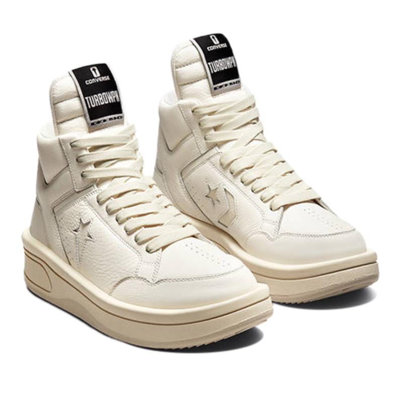 Кроссовки Rick Owens DRKSHDW x Converse Weapon Series Turbowpn Leather Collaborative Mid-Top Retro Basketball Shoes Unisex Ivory White