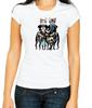 Fashion Cat Drawing Illustration Art White 3/4 Short Sleeve T Shirt Woman F430