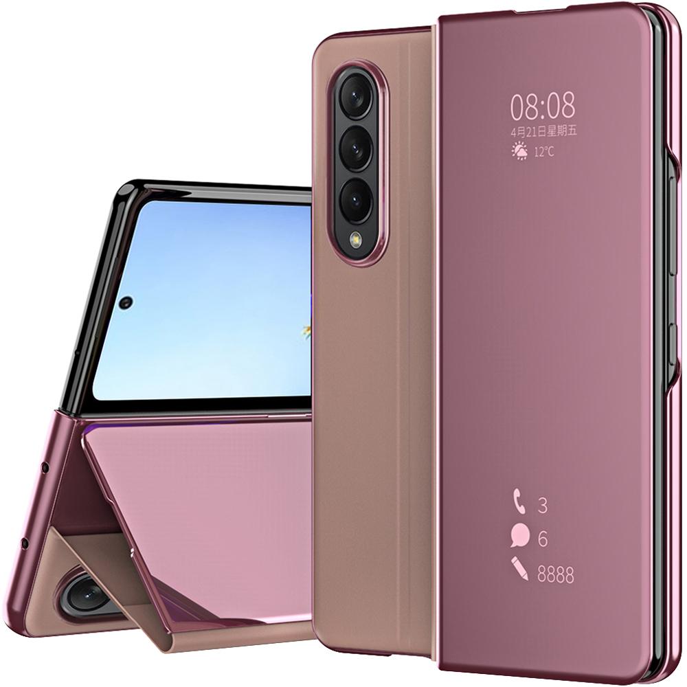 Умный флип-чехол для Samsung Galaxy Z Fold 4 3 5g с зеркальным покрытием, подставка из искусственной кожи, противоударный чехол для телефона Funda Z Fold 2 4 5g