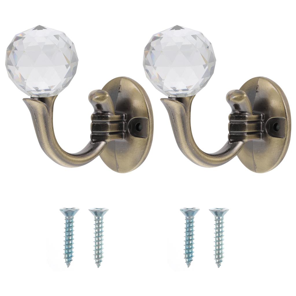 2Pcs Zinc Alloy Crystal Curtain Hooks Creative Decorative Household Curtain Accessories Bathroom Dressing Room Hangers