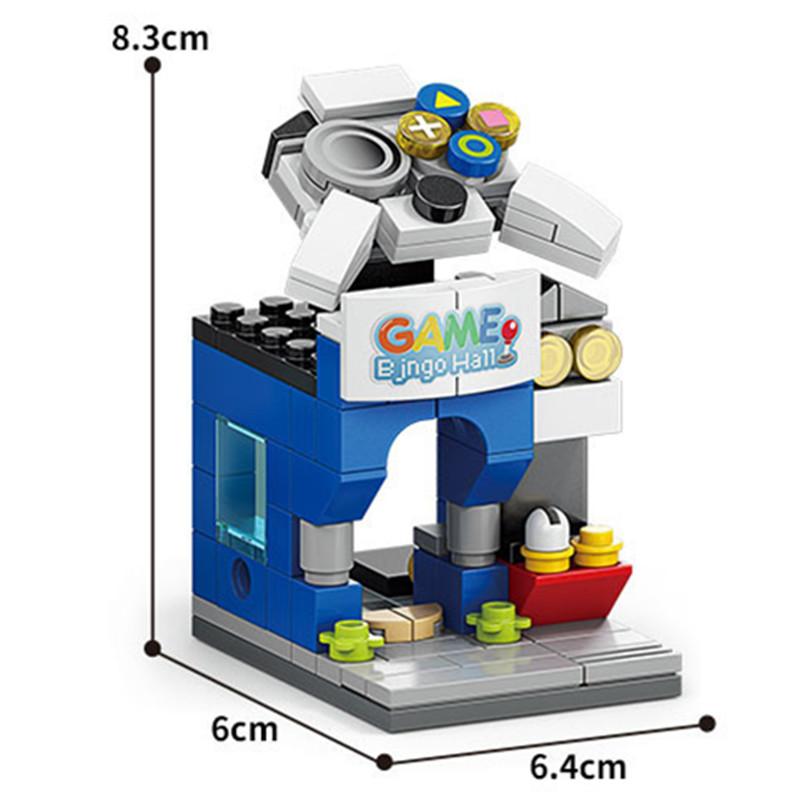 16 стиль Мини Street View Кофейня Пианино Игровой зал Фруктовый книжный магазин Строительные блоки Кирпичи Фильм Модель Игрушка Мальчики Девочки Подарки