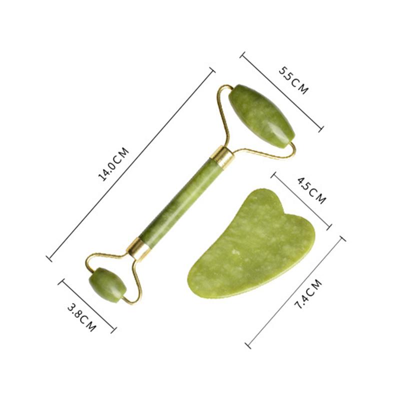 2pcs Jade Roller Gua Sha Set,Spa Grade Face Massager Tool for Reduces Puffiness,Facial Scraping Skin Care Tools for Face Neck