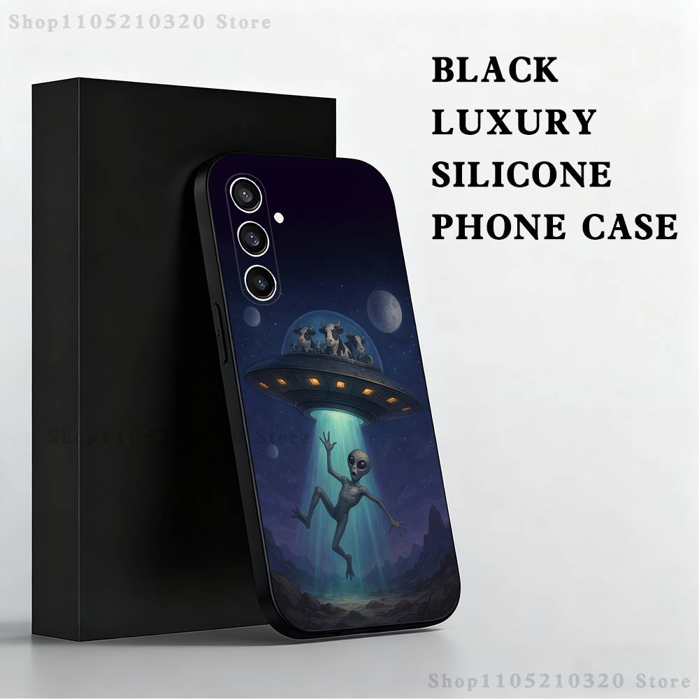 Смешной Чехол для Телефона Космический НЛО Вещь Для Samsung S25,S24,S21,S22,S23,S30,Ultra,S20,Plus,Fe,Lite,Note,10,9,5G Черный Чехол