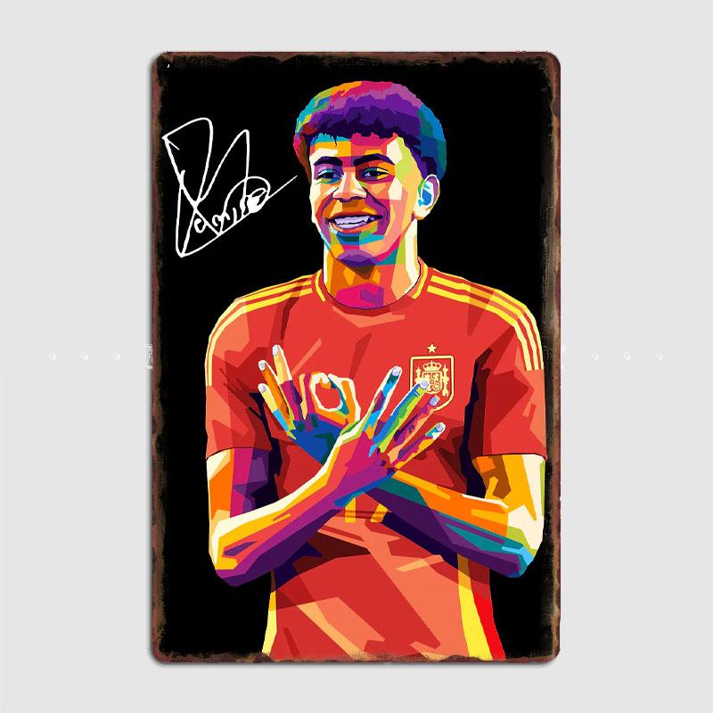 Ламин Ямаль Футболист Ретро Постеры Металлический Постер Паб Знак Гараж Клуб Бар Внутреннее Украшение Стен Комнаты Домашний Декор
