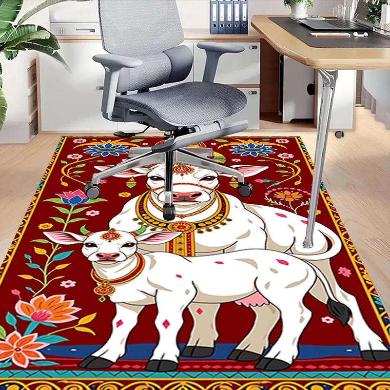 1PC Kamadhenu Calf Non-Slip Floor Carpet Compatible for Office&Living Room&Bedroom&Dining room - Flat - Weave Machine-S0337