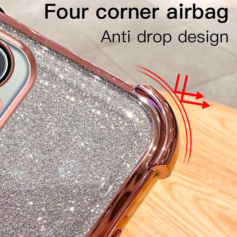 Gradient Glitter Makeup Mirror Stand Case for OPPO A35 A93 A96 A97 A55 A56 A57 A17 A9 A5 A57 A58 A72 Realme C53 C35 C33 C31 Reno 6 7 8 9 10 11 12 Pro