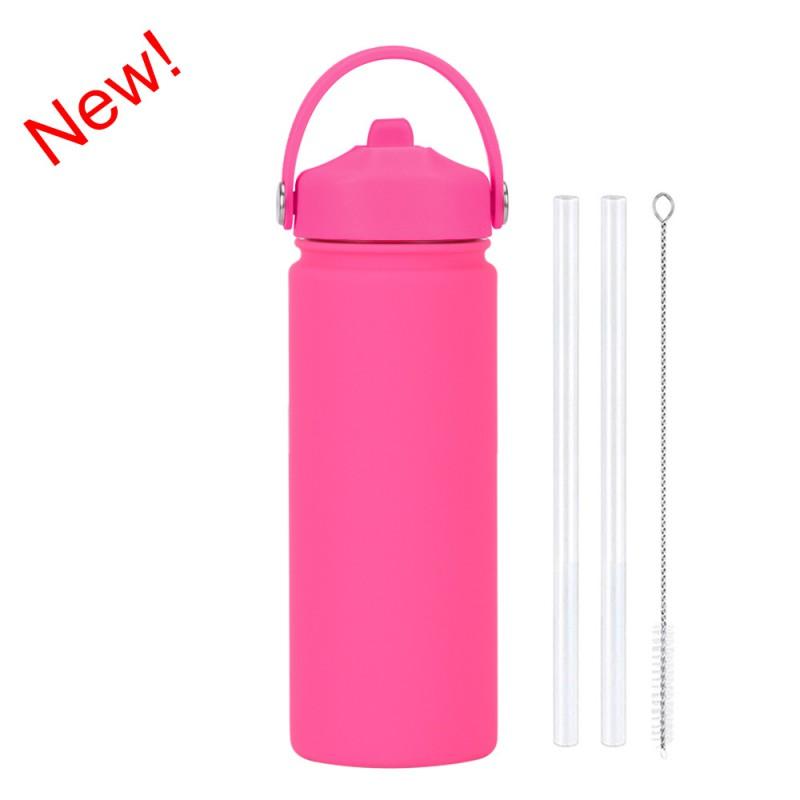 550ml Stainless Steel Insulated Travel Water Bottle With Wide Mouth Carry Strap Sip Lid Outdoor Sports Daily Use