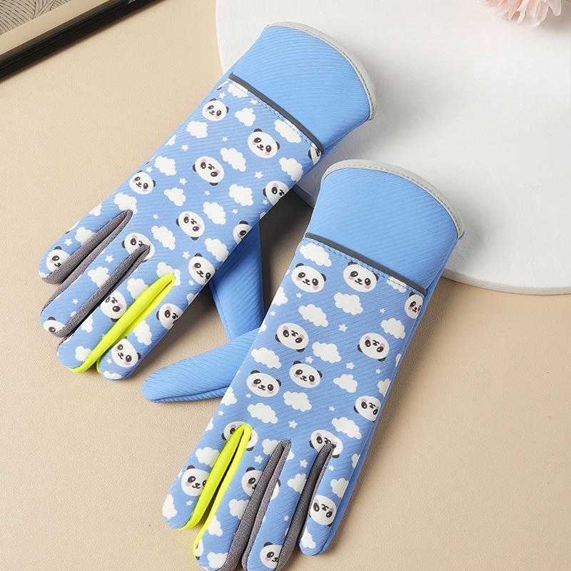 Зимние детские теплые перчатки Ougrass Panda для мужчин и женщин, детские, с плюшевой подкладкой, водоотталкивающие и ветрозащитные, утолщенные уличные перчатки
