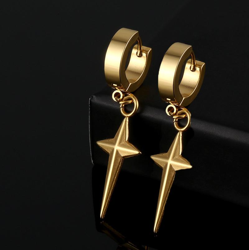 Простые серьги-звезды в форме креста, серебряные, черные, из нержавеющей стали, серьги-подвески для женщин и мужчин, ювелирные изделия в подарок