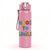 1PC Choose To Smile Simple Positive Slogan Art 750ml Color Plastic Sports Water Bottle Leakproof Flip Straw Lid Suitable for Sports Office Home Use