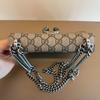[Pre-Owned] Dionysus Tiger Head Buckle Logo Chain Shoulder Bag Canvas Crossbody Mini - Very Good #U5WVZH