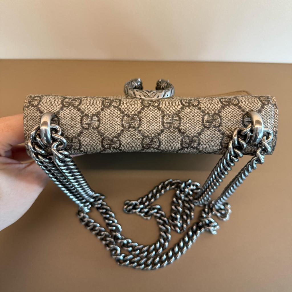 [Pre-Owned] Dionysus Tiger Head Buckle Logo Chain Shoulder Bag Canvas Crossbody Mini - Very Good #U5WVZH