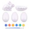 1 Set Easter Egg Rabbit Painting Kit with 6 Colors Paints Paintbrush DIY Paintable White Rabbit Egg Arts Crafts