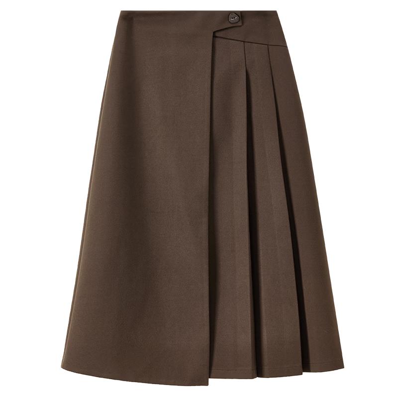 Shangdubila Women's Winter High-Waist Pleated A-Line Skirt