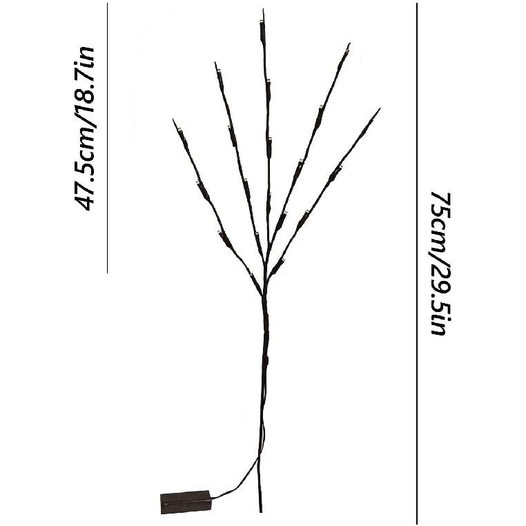 Led Branch Light Battery Operated Lighted Branches Vase Filler Willow Twig Lighted Branch 30 Inch 20 LED for Christmas Home Party Decoration Indoor