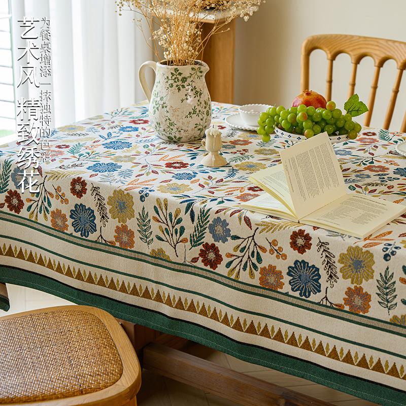 French Pastoral Embroidered Tablecloth High-End Dining Table Square Table Round Table Coffee Table Rectangular Tablecloth Dining Table Cloth