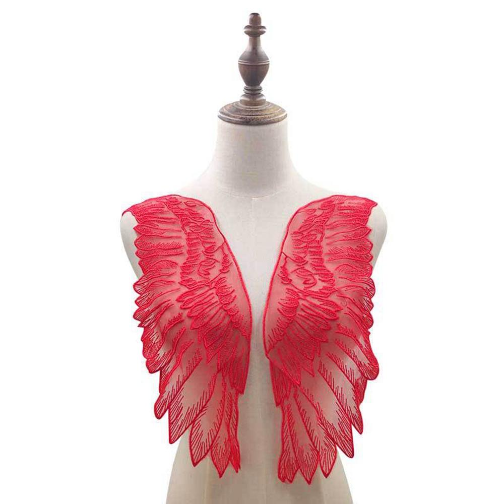 Red 3D Wedding Cloth Dress Wings For Women Lace Sewing Patches Embroidery Apparel Sewing Fabric
