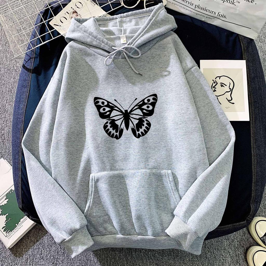 2025Fashion Trend Autumn Winter Butterfly Print Hoodie Sweatshirt for Men and Women Couple Korean Style Casual Simple Top