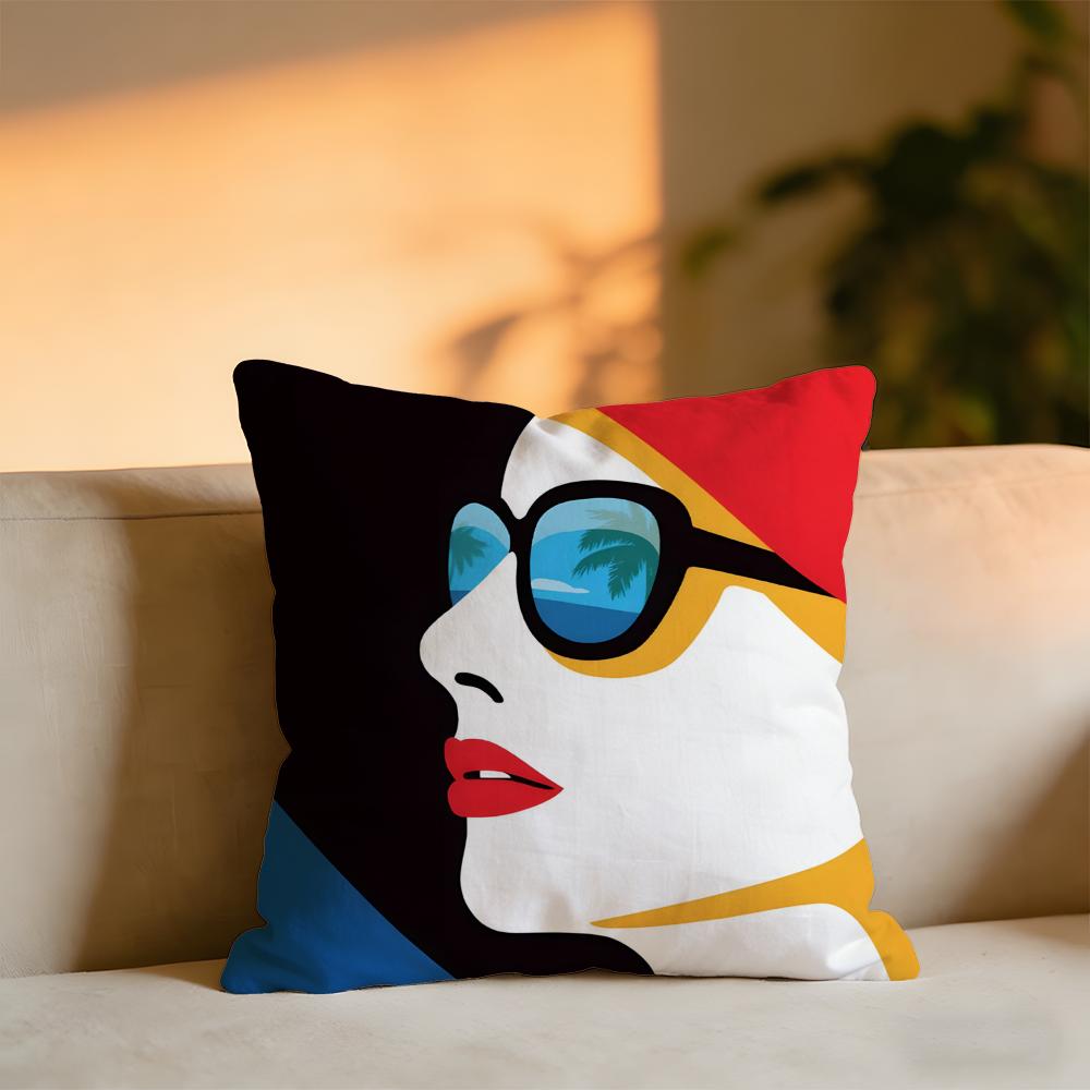 Pop Style Modern Girlcreativity Fashion Cushion Cover Cozy Velvet Throw PillowSoft Warm Cushion For Sofa Bed