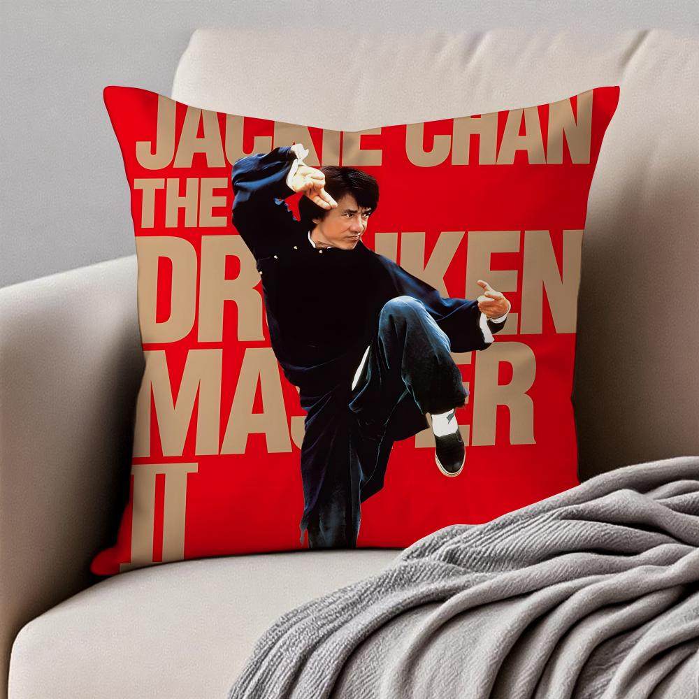 Chinese martial arts star JJackie Chan Cushion Cover Pillowcase Antidustmite Invisible Zipper Short Plush Sofa Cushion