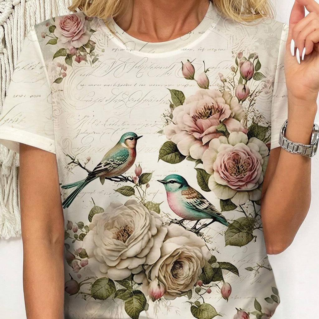 Летняя новая повседневная свободная женская футболка с 3D-принтом