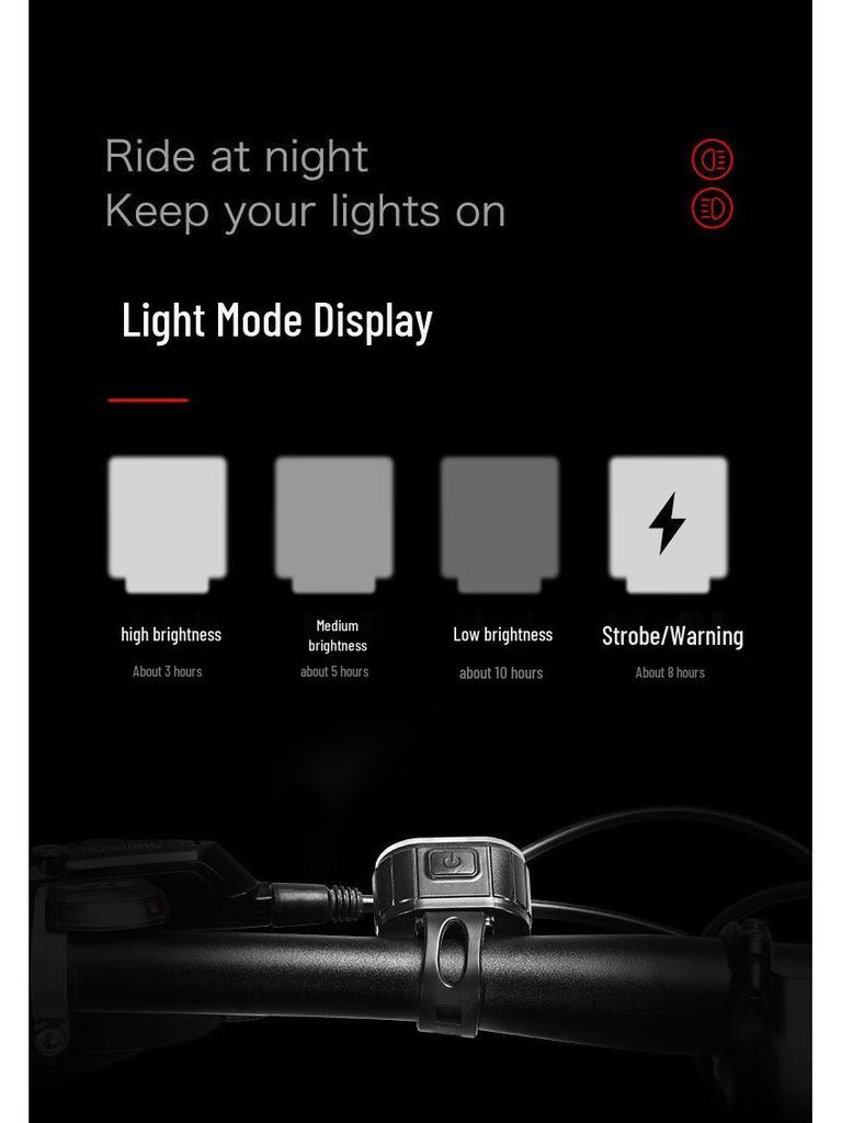 USB Rechargeable High Brightness Bicycle Front & Rear Lights for Night Riding