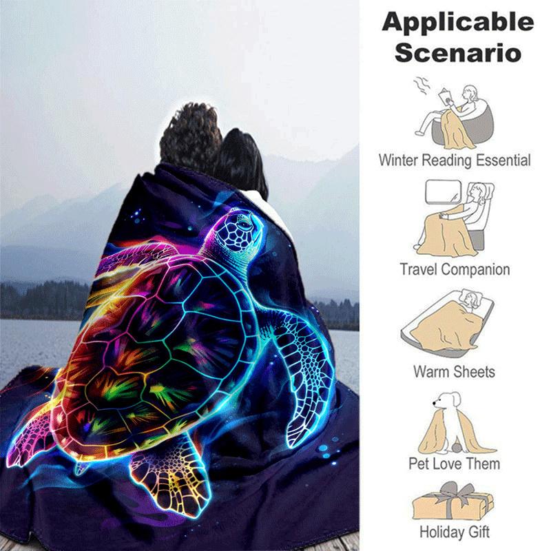 1 шт. Легкое фланелевое одеяло с принтом черепах, Удобное и теплое одеяло, для кемпинга, дивана-кровати, дивана, офиса, подходит для подарка Blank
