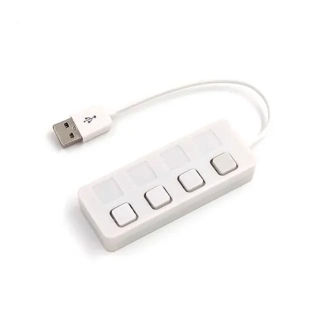 4-портовый USB 2.0 концентратор с выключателем, разветвитель, расширитель, независимый, 480 Мбит/с, быстрая передача данных, зарядный адаптер, ПК, компьютер