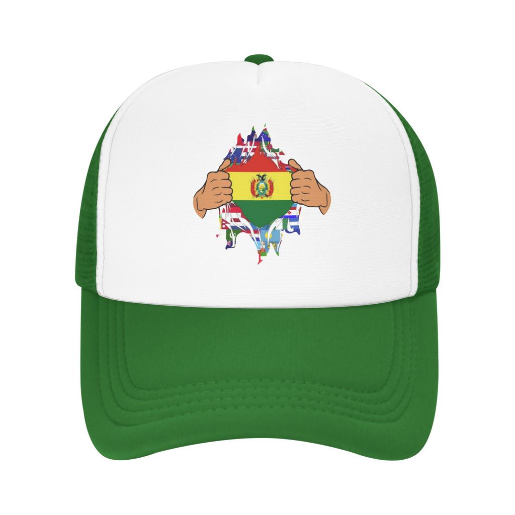 Pride of bolivia flag in my heart Custom Mesh Baseball Caps For Womens High-end Male Beach Golf Hat Snapback Cap