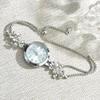 Women's Fashion Pull-Out Bracelet Watch with Diamond-Encrusted Flower Design