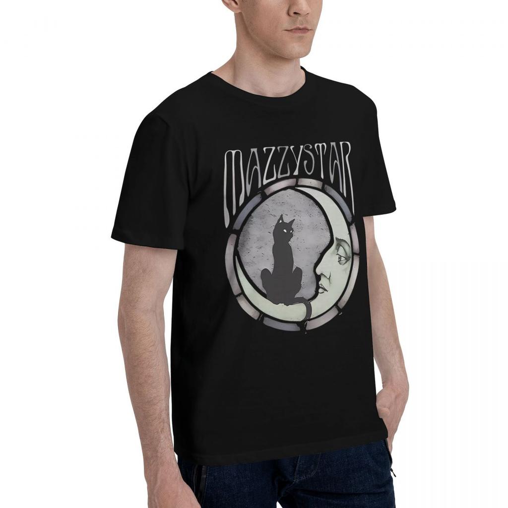 Mazzy Star Moon And Cat 100 Cotton Casual Breathable Confortable Cute Mens Clothing Deals Men TShirt