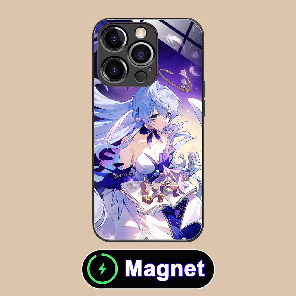 HSR Robin Стеклянный чехол для мобильного телефона MagSafe для iPhone 17 16 15 14 13 12 11 Air Pro Max Plus Mini Цветной чехол
