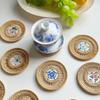 Handmade Vietnamese Rattan Ceramic Coaster Rattan Weaving Placemat Multipurpose Teapot Mat Gift