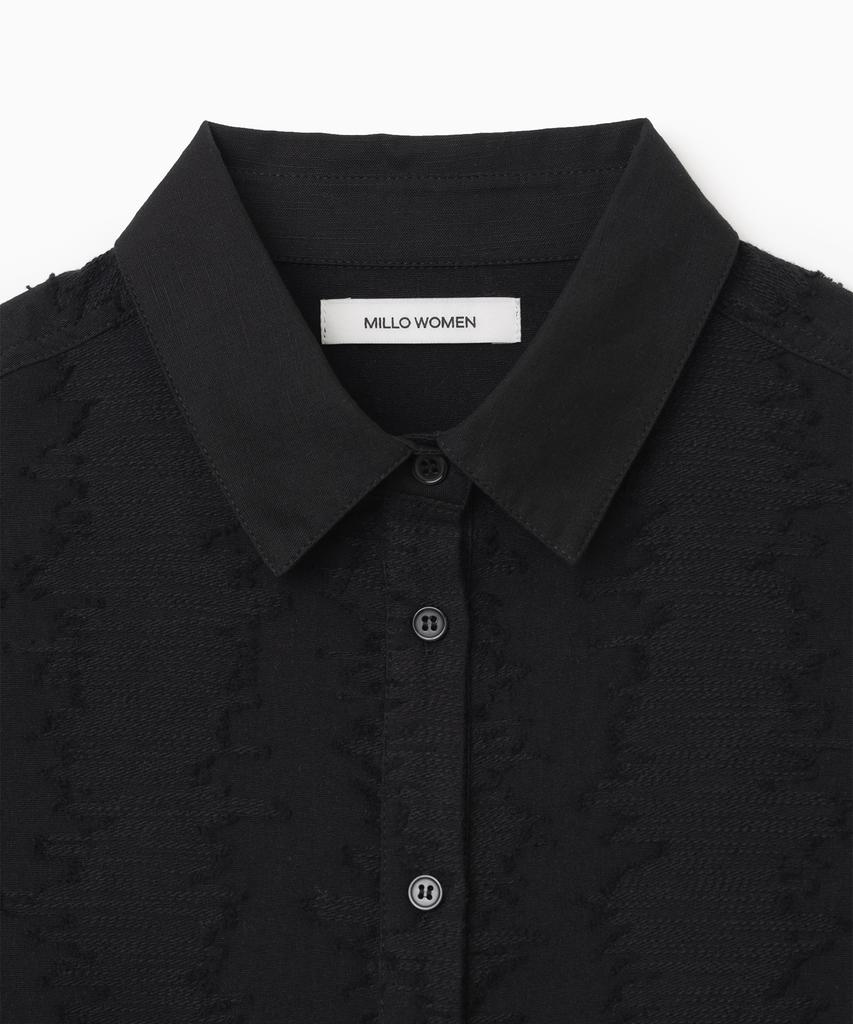 MILLO WOMEN Textured Curve Strap Shirt [Black]