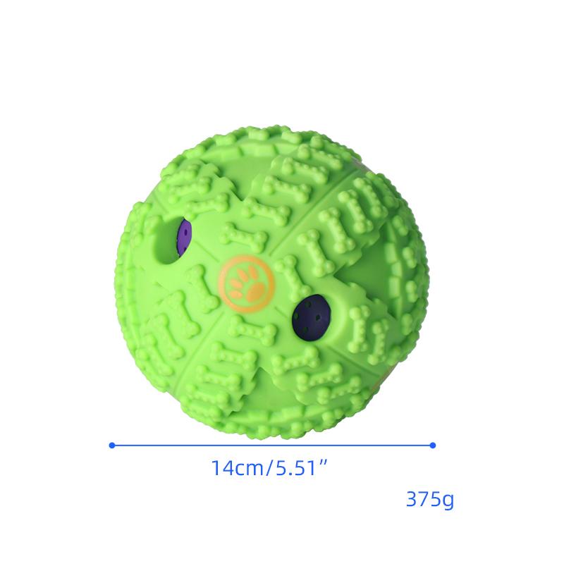 2024 Custom Vinyl Dog Treat Ball Food Dispensing Toy Protruding Grinding Teeth Chew Toys Interactive Slow Feeder