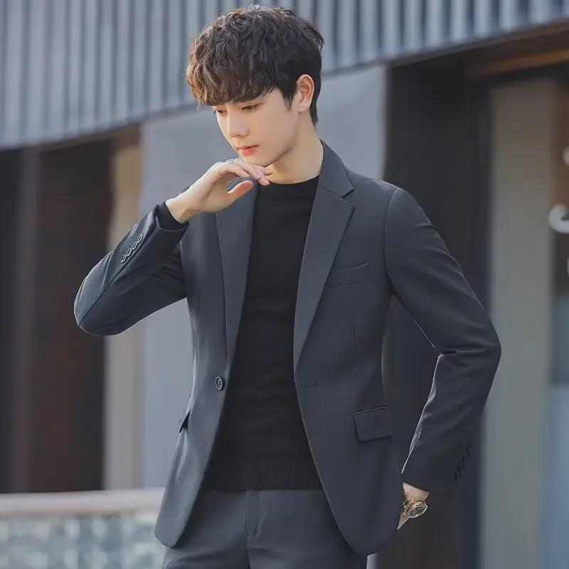Мужской приталенный пиджак в корейском стиле для жениха