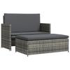 vidaXL 2-tlg. Garten-Lounge-Set mit Auflagen Poly Rattan Grau