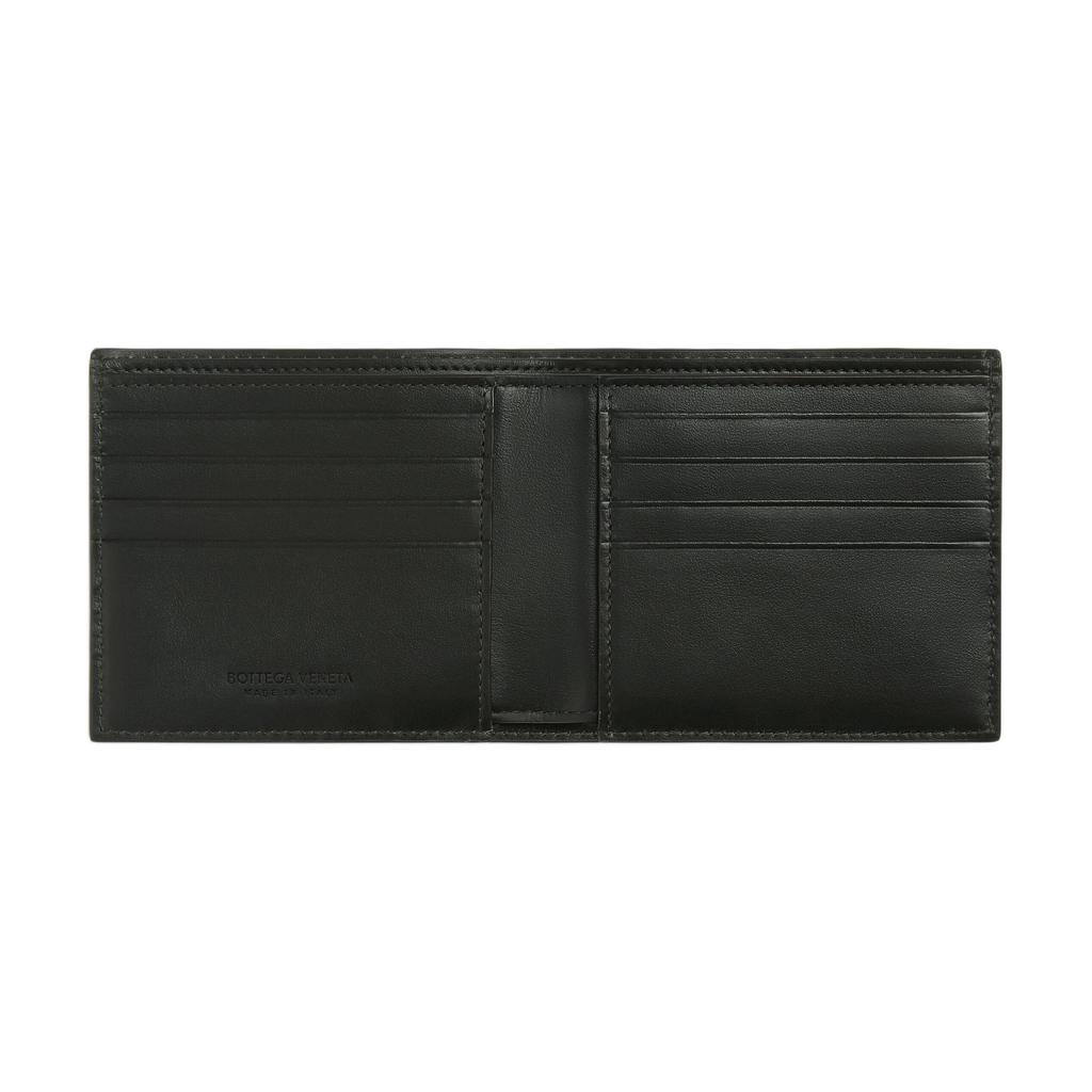 Bottega Veneta Intrecciato Woven Double Fold Grain Leather Wallet Men wallet Dark-Green 743211V5I513350