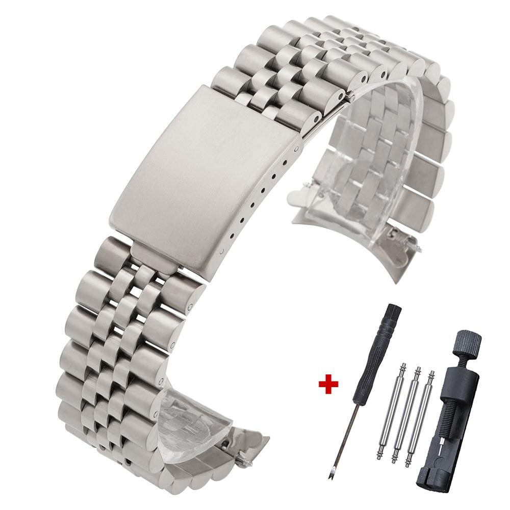 18mm 19mm 20mm 21mm Curved End Metal Strap for Rolex DATEJUST Watchbands Men Solid Stainless Steel Watch Bracelet Accessories