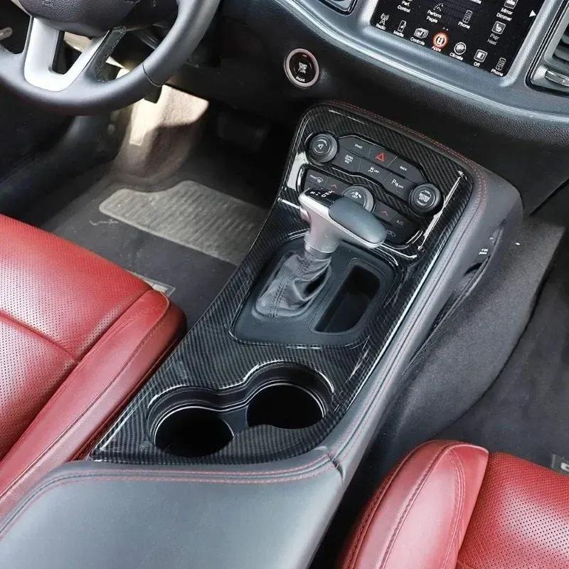 For 2015-2024 Dodge Challenger Gear Shift Shifter Panel Lever Transmission Selector Gearstick Carbon Fiber Cover Trim