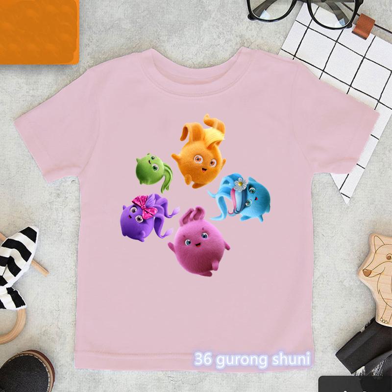 Kawaii Girls TShirts Cartoon Sunny Bunnies Graphic Print Baby Girls Clothes Fashion Aesthetic Children Tshirts Pink Shirt Tops